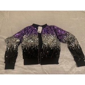 Beautiful Black/Silver/Purple Sequins Jacket Youth Girl 14